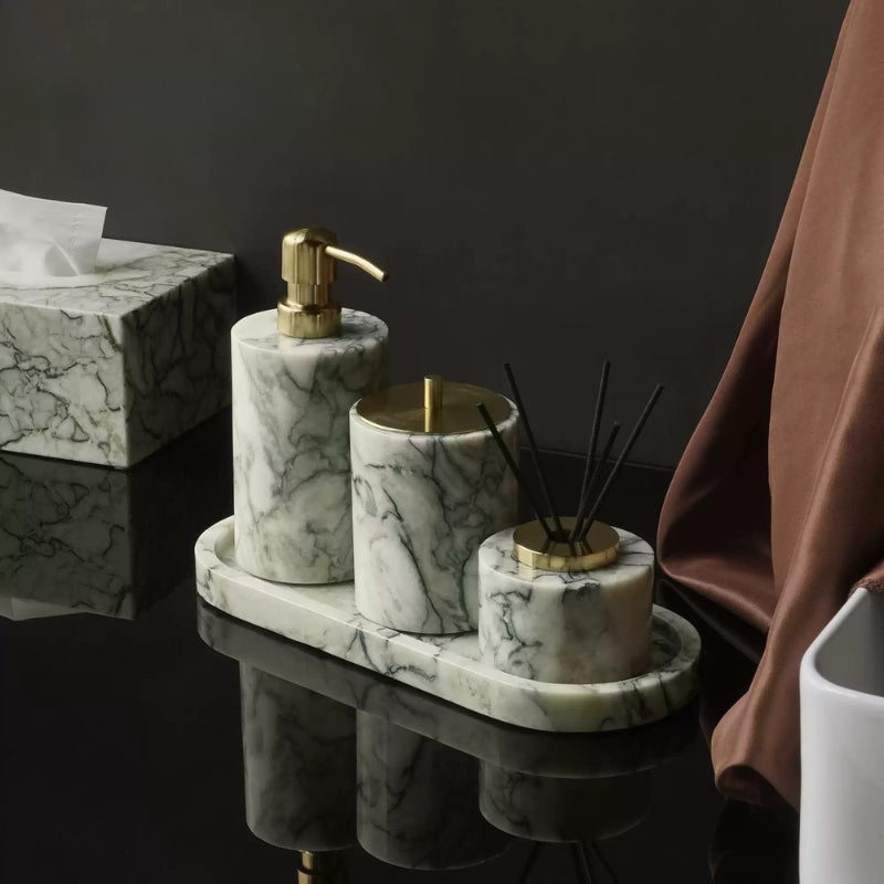 Cold Emerald Marble Mid-Century Bath Set