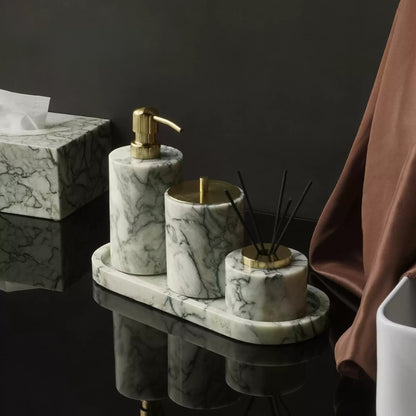 Cold Emerald Marble Mid-Century Bath Set