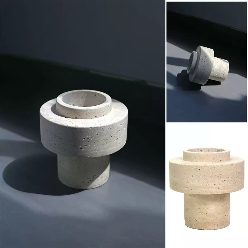 Wabi-Sabi Natural Beige Travertine Vase