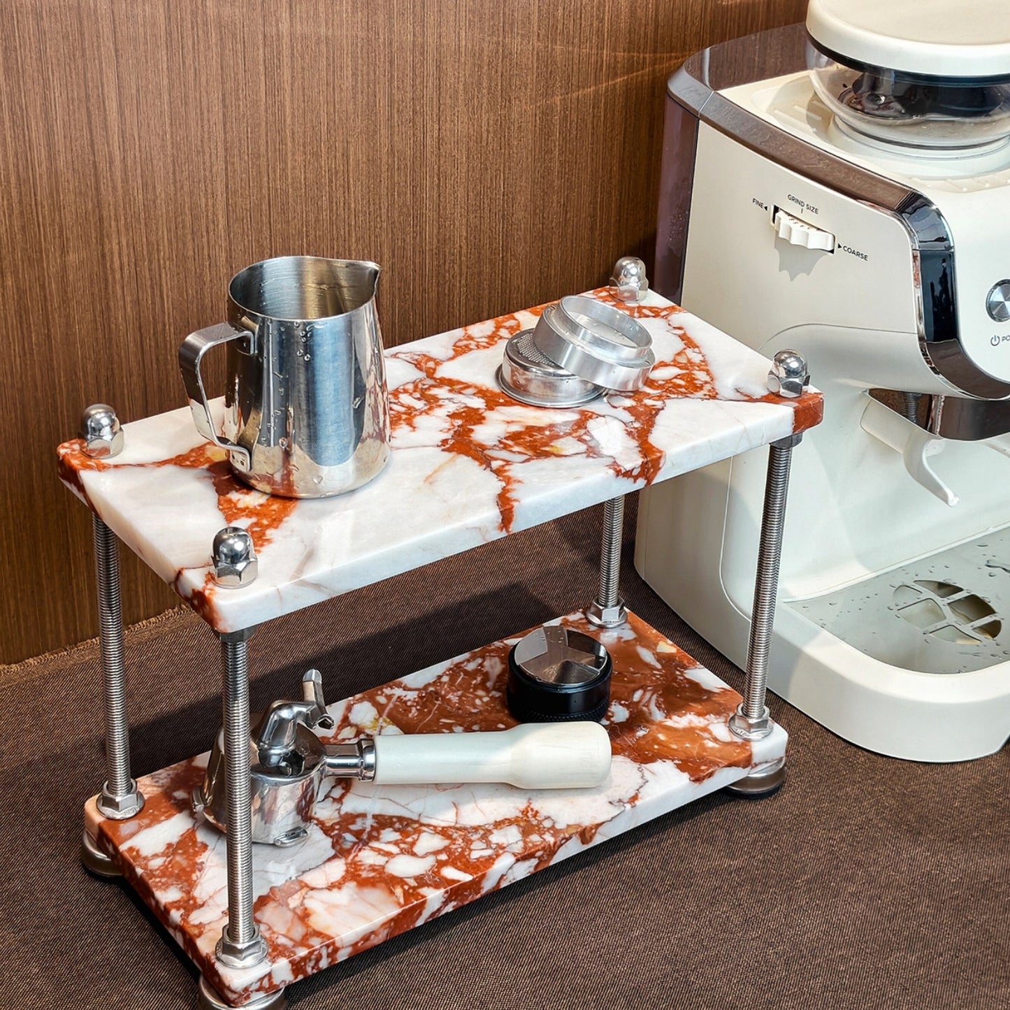 Natural Marble Multi-Tier Organizer | Vanity & Countertop Storage