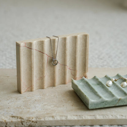 Natural Marble Wave Soap Dish | French Luxury Drainage Soap & Jewelry Tray