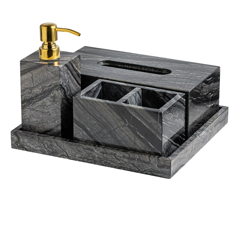 Wood Grain Marble Bath Set - Luxury Hotel & Club Bathroom Organizer