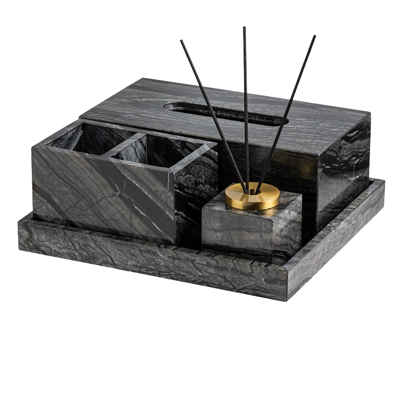 Wood Grain Marble Bath Set - Luxury Hotel & Club Bathroom Organizer