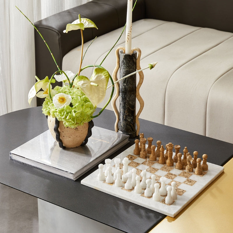 Natural Marble Chess Set – Luxury Modern Living Room Decor