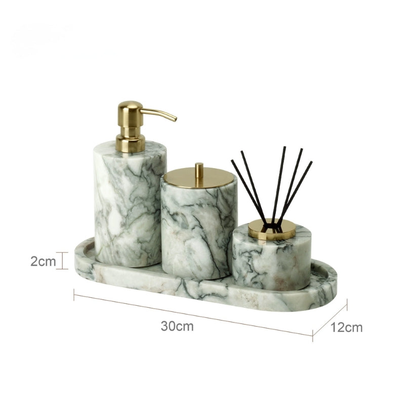 Cold Emerald Marble Mid-Century Bath Set