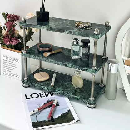 Natural Marble Multi-Tier Organizer | Vanity & Countertop Storage