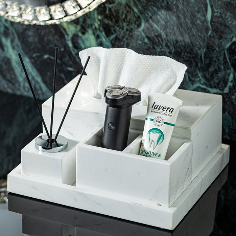 Jazz White Marble Luxury Bath Set - Hotel & Homestay Bathroom Organizer