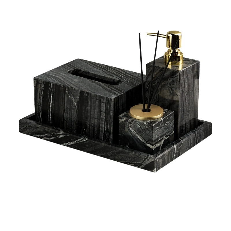 Wood Grain Marble Bath Set - Luxury Hotel & Club Bathroom Organizer