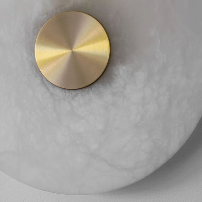 Round Alabaster Wall Light – Modern Disc Shaped Decorative Sconce