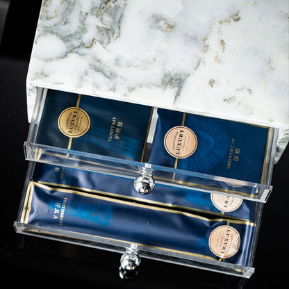 Minimalist Calacatta Marble Drawer Storage Box - Hotel Bathroom Organizer