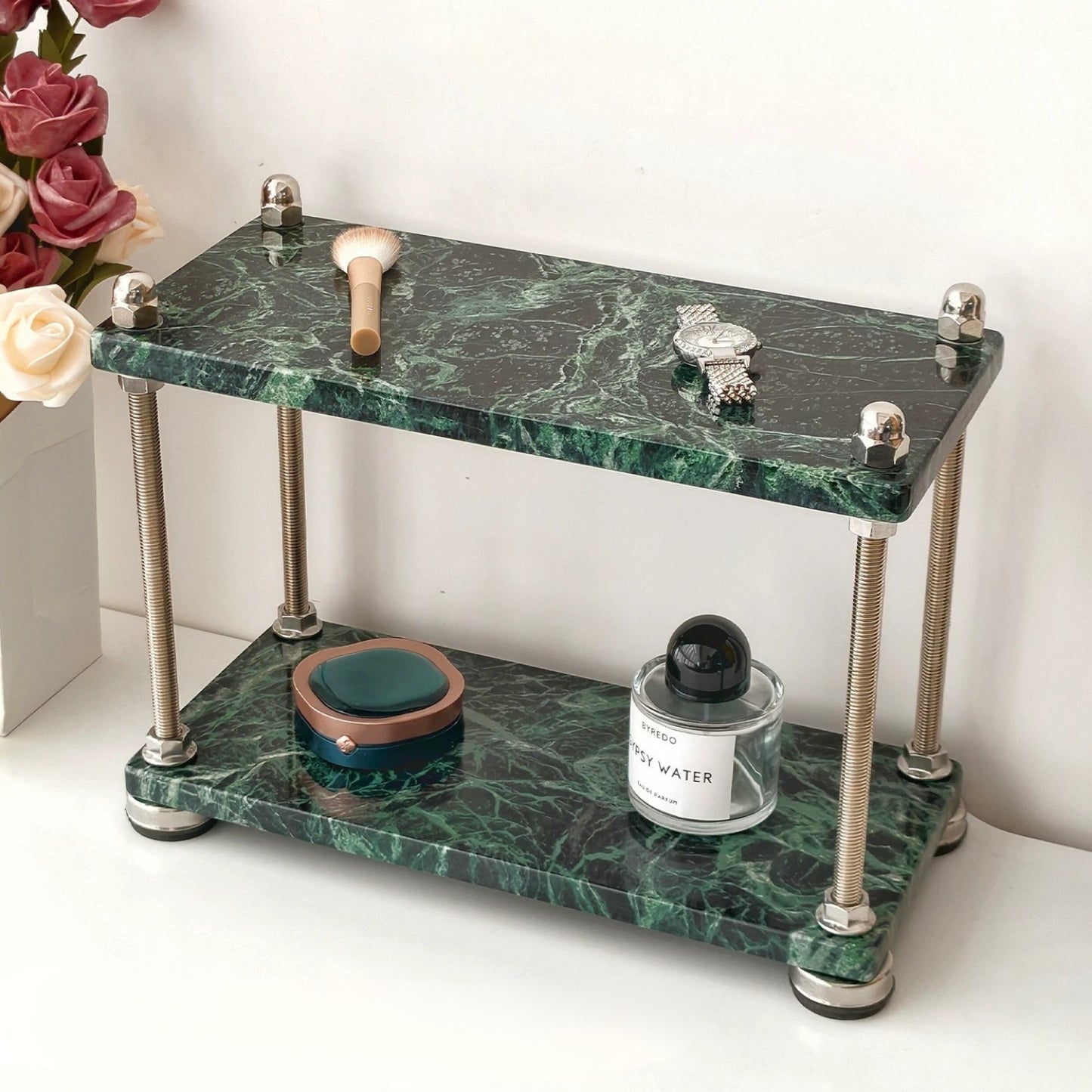 Natural Marble Multi-Tier Organizer | Vanity & Countertop Storage