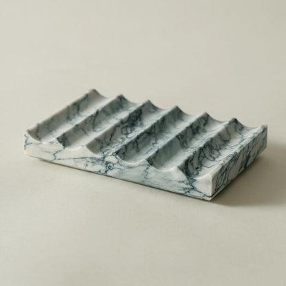 Natural Marble Wave Soap Dish | French Luxury Drainage Soap & Jewelry Tray