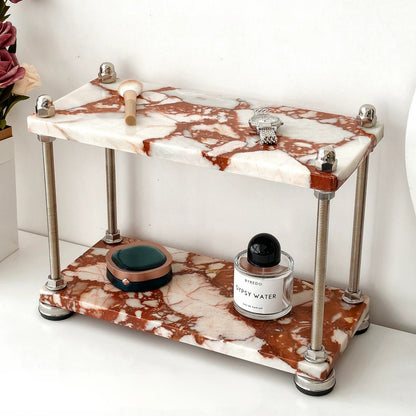 Natural Marble Multi-Tier Organizer | Vanity & Countertop Storage