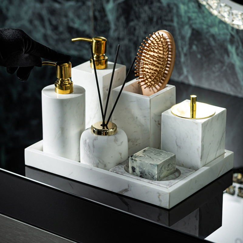 Jazz White Marble Luxury Bath Set - Hotel & Homestay Bathroom Organizer