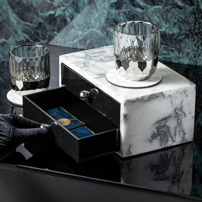 Minimalist Calacatta Marble Drawer Storage Box - Hotel Bathroom Organizer