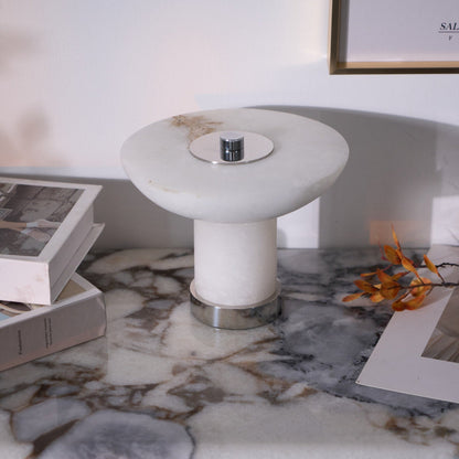 Rechargeable Cordless Table Lamp - Touch-Activated Natural Stone Design with Warm Diffused Glow