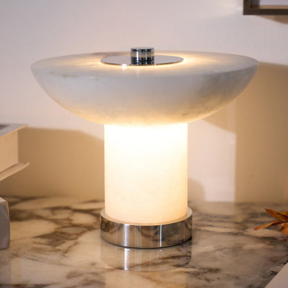 Rechargeable Cordless Table Lamp - Touch-Activated Natural Stone Design with Warm Diffused Glow