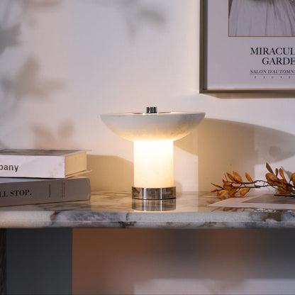 Rechargeable Cordless Table Lamp - Touch-Activated Natural Stone Design with Warm Diffused Glow
