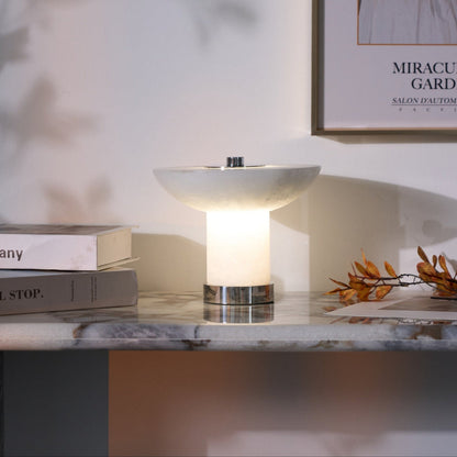 Rechargeable Cordless Table Lamp - Touch-Activated Natural Stone Design with Warm Diffused Glow