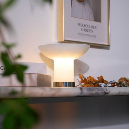 Rechargeable Cordless Table Lamp - Touch-Activated Natural Stone Design with Warm Diffused Glow