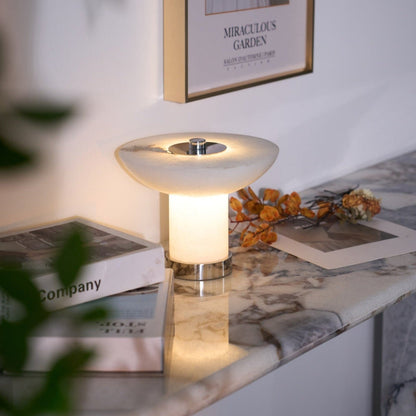 Rechargeable Cordless Table Lamp - Touch-Activated Natural Stone Design with Warm Diffused Glow