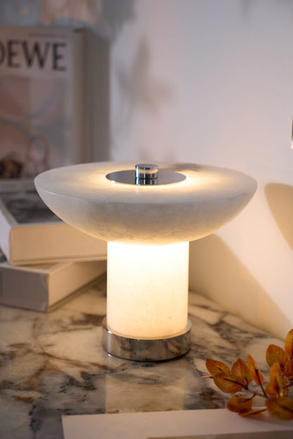 Rechargeable Cordless Table Lamp - Touch-Activated Natural Stone Design with Warm Diffused Glow