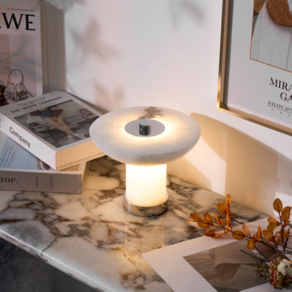 Rechargeable Cordless Table Lamp - Touch-Activated Natural Stone Design with Warm Diffused Glow