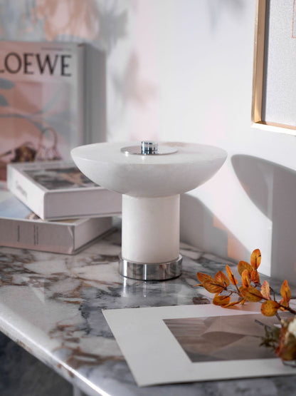 Rechargeable Cordless Table Lamp - Touch-Activated Natural Stone Design with Warm Diffused Glow