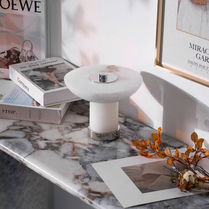 Rechargeable Cordless Table Lamp - Touch-Activated Natural Stone Design with Warm Diffused Glow