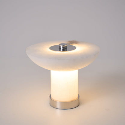 Rechargeable Cordless Table Lamp - Touch-Activated Natural Stone Design with Warm Diffused Glow