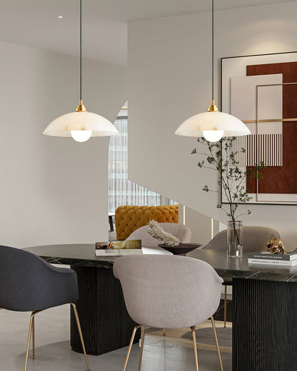 Alabaster Pendant Light with Glass Dome – Elegant Modern pendant light