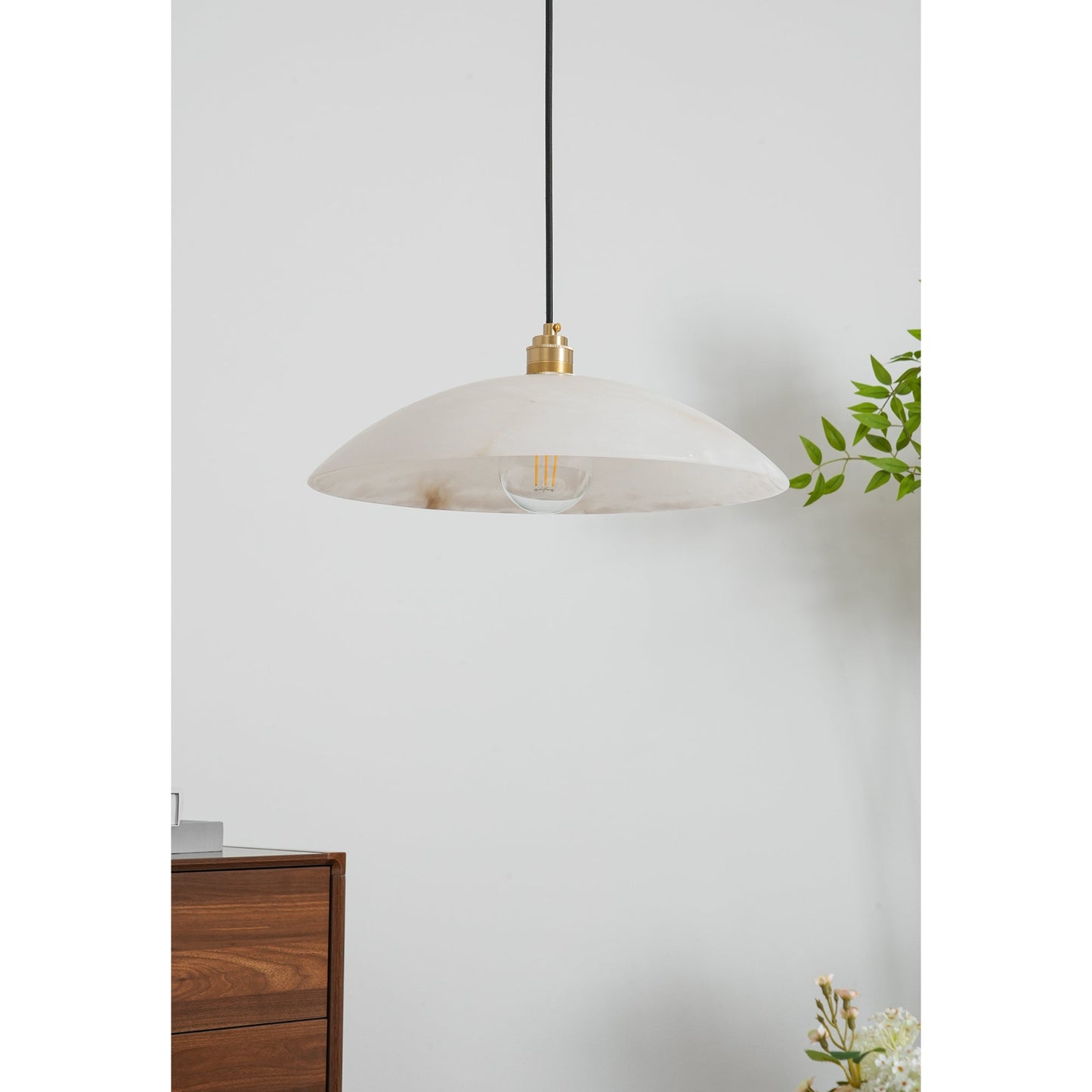Alabaster Pendant Light with Glass Dome – Elegant Modern pendant light