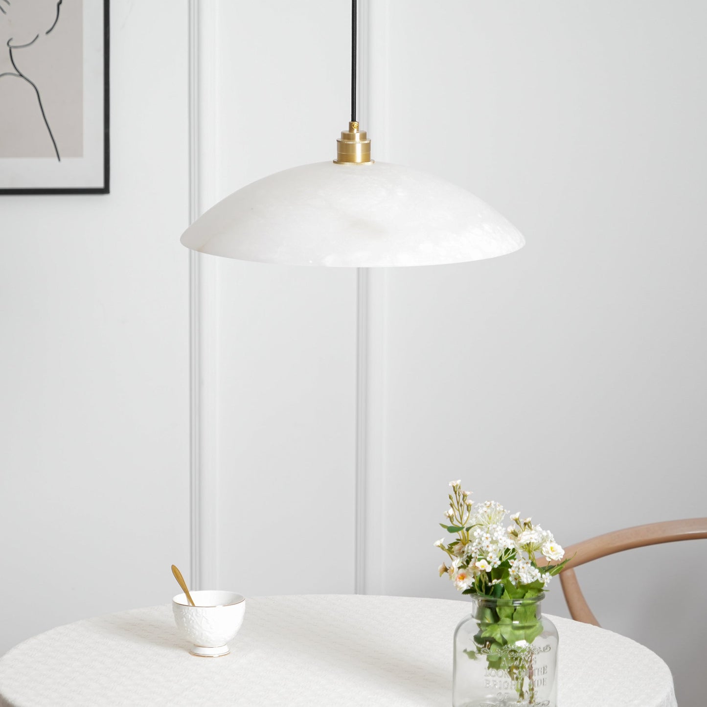 Alabaster Pendant Light with Glass Dome – Elegant Modern pendant light
