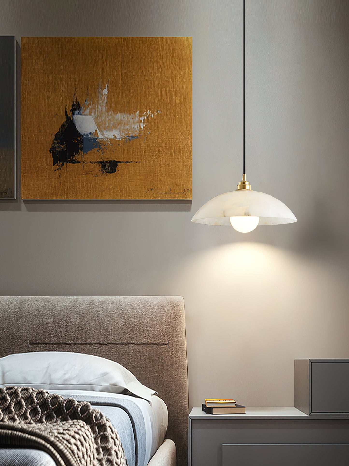 Alabaster Pendant Light with Glass Dome – Elegant Modern pendant light