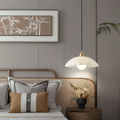 Alabaster Pendant Light with Glass Dome – Elegant Modern pendant light