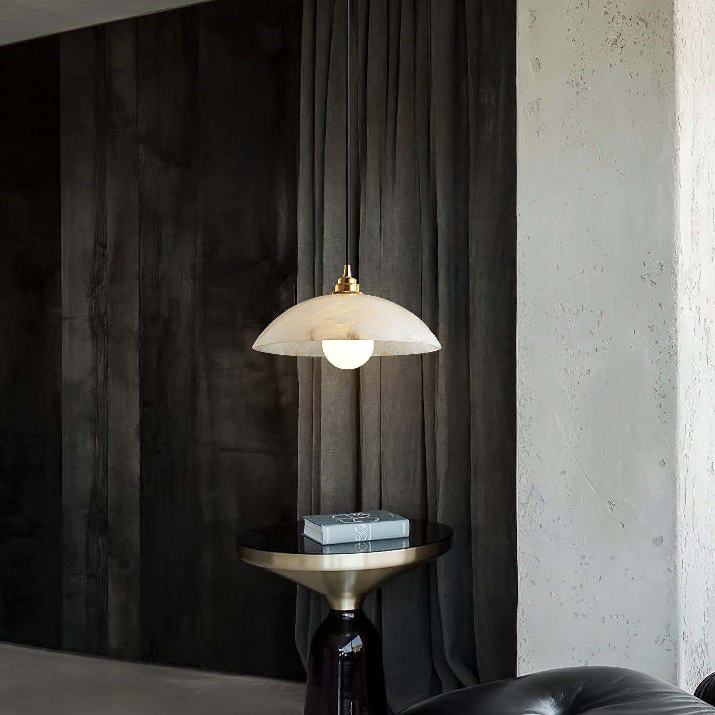 Alabaster Pendant Light with Glass Dome – Elegant Modern pendant light