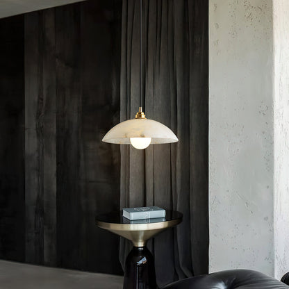 Alabaster Pendant Light with Glass Dome – Elegant Modern pendant light