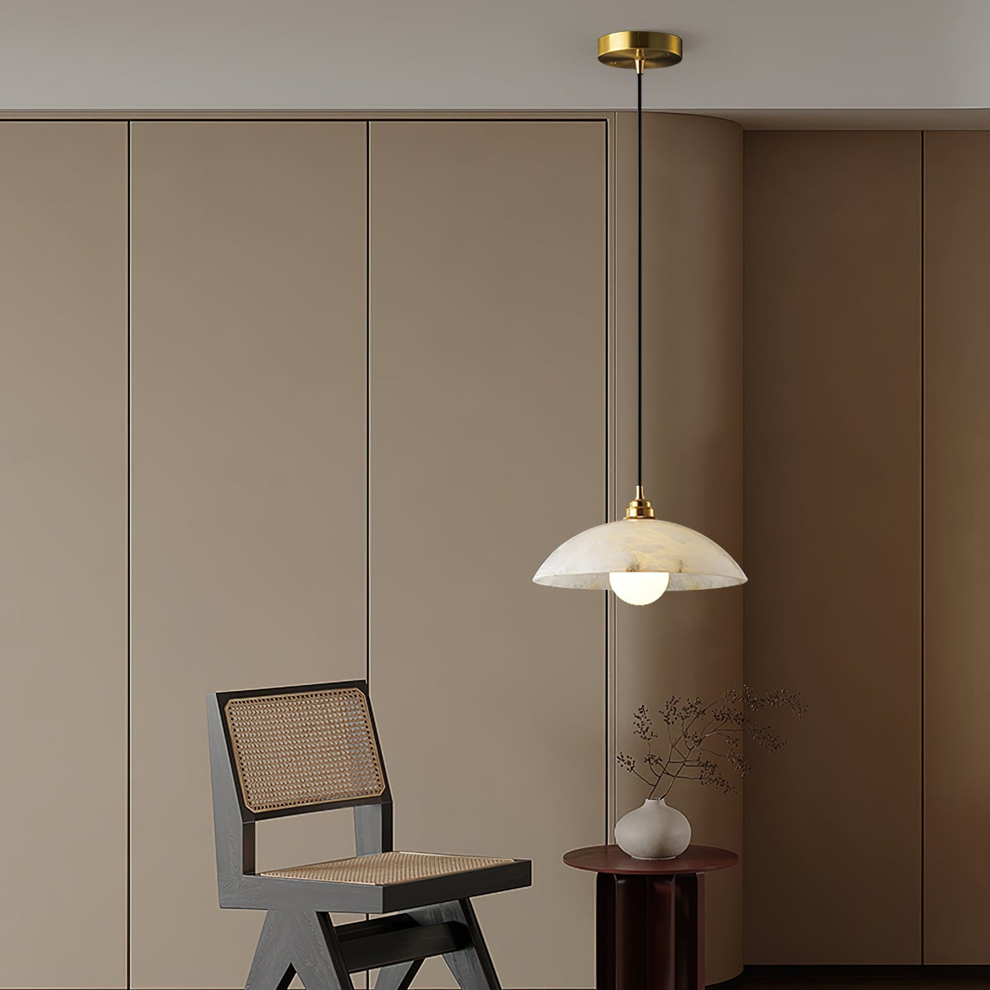 Alabaster Pendant Light with Glass Dome – Elegant Modern pendant light