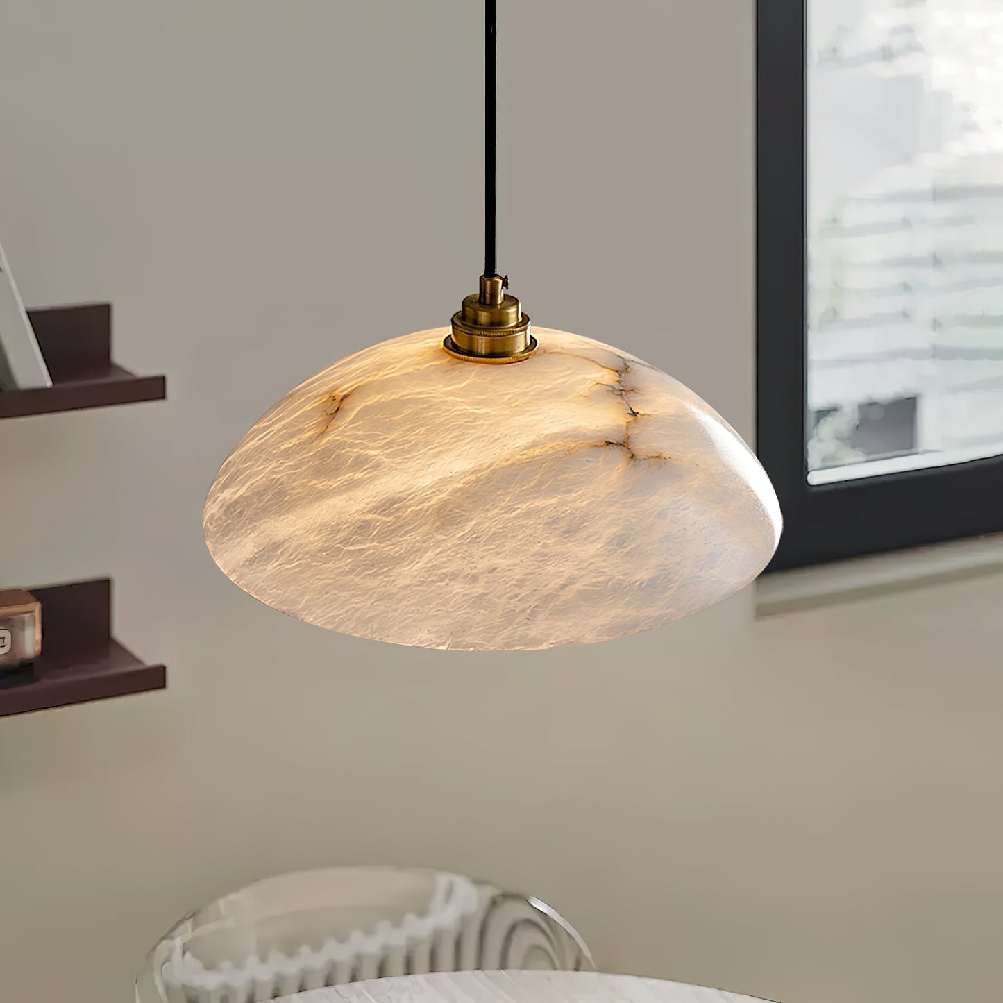 Alabaster Pendant Light with Glass Dome – Elegant Modern pendant light