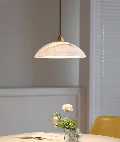Alabaster Pendant Light with Glass Dome – Elegant Modern pendant light