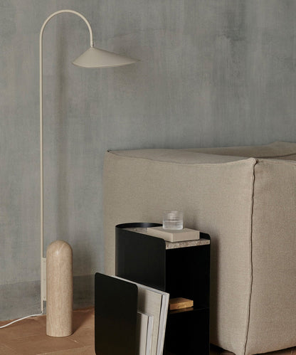 Modern Floor Lamp with Black Marble Base and Leaf-Shaped Lampshade
