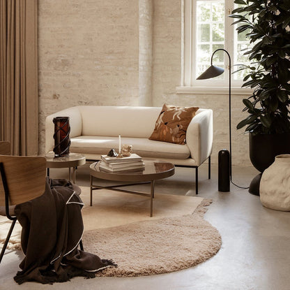 Modern Floor Lamp with Black Marble Base and Leaf-Shaped Lampshade