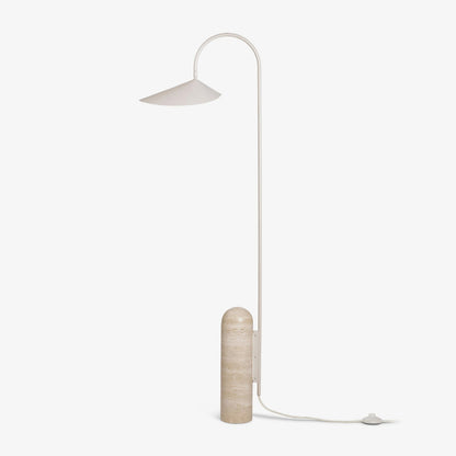 Modern Floor Lamp with Black Marble Base and Leaf-Shaped Lampshade