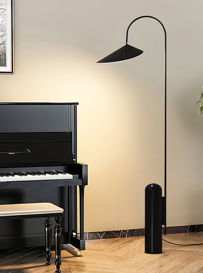 Modern Floor Lamp with Black Marble Base and Leaf-Shaped Lampshade