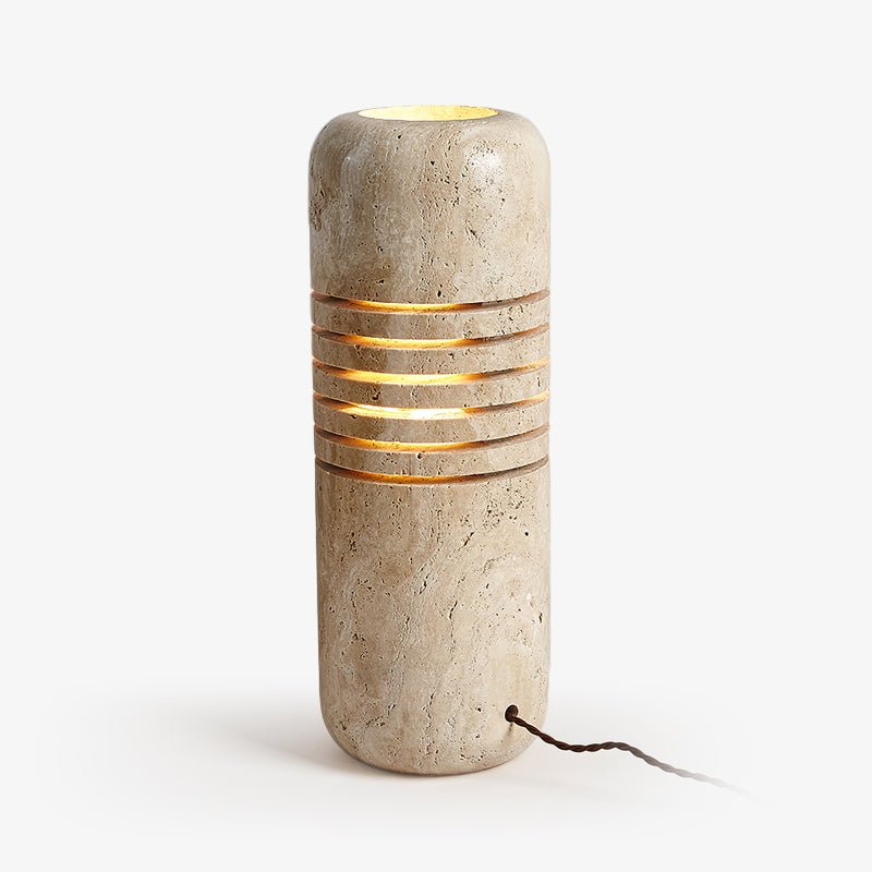 Travertine Floor Lamp with Stone Base – Modern Decorative Bucket Design
