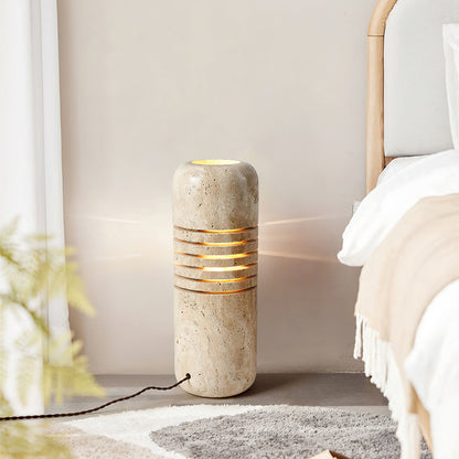 Travertine Floor Lamp with Stone Base – Modern Decorative Bucket Design