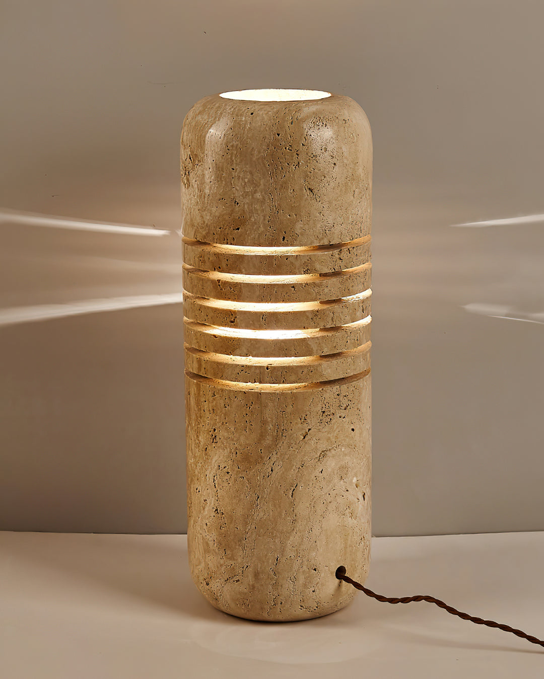 Travertine Floor Lamp with Stone Base – Modern Decorative Bucket Design