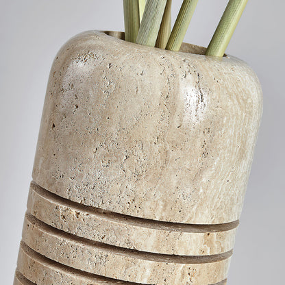 Travertine Floor Lamp with Stone Base – Modern Decorative Bucket Design