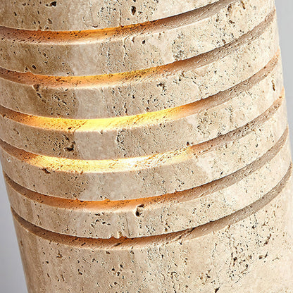 Travertine Floor Lamp with Stone Base – Modern Decorative Bucket Design
