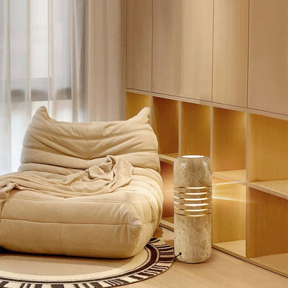 Travertine Floor Lamp with Stone Base – Modern Decorative Bucket Design